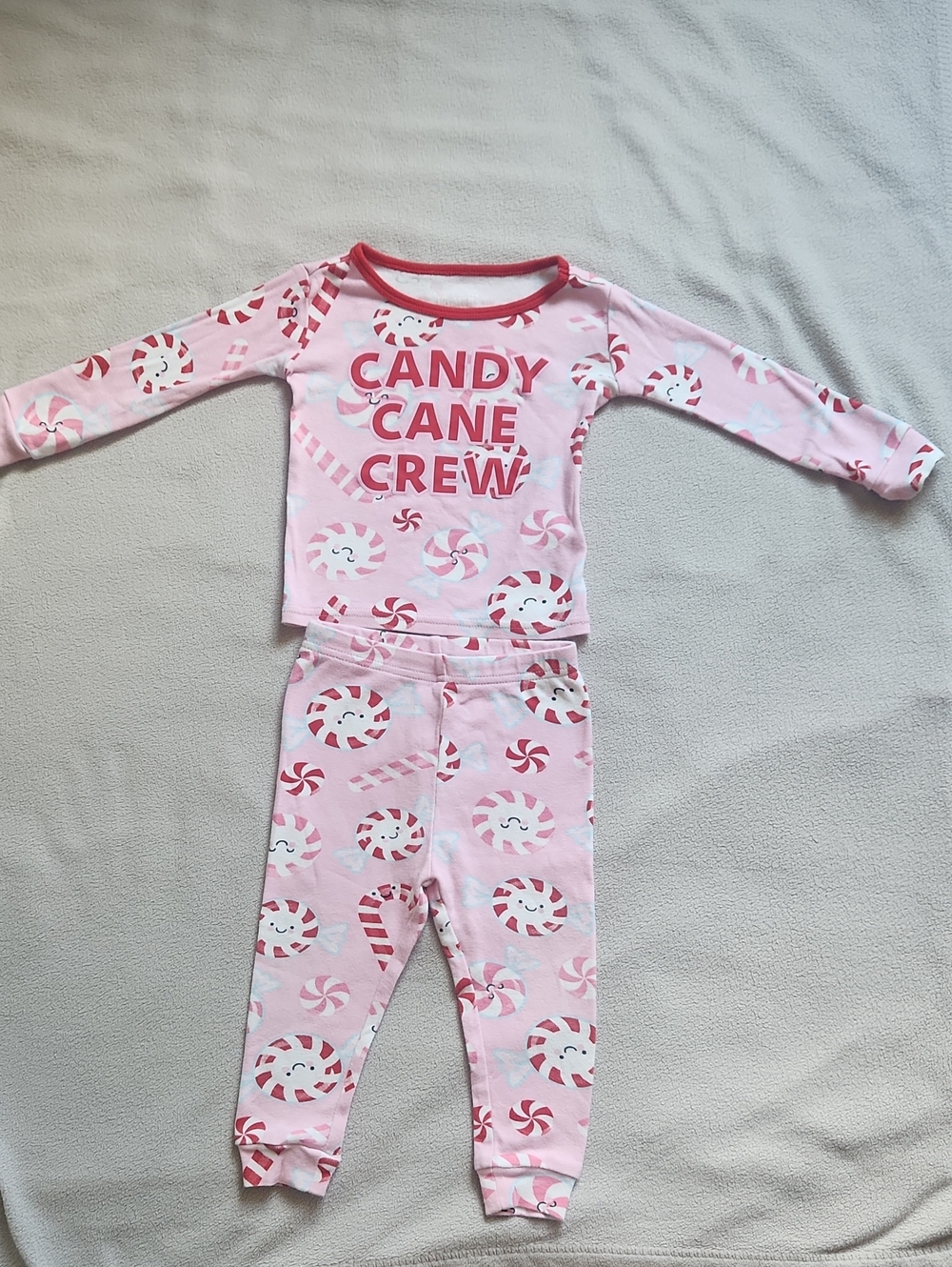 The Children's Place Pink Candy Cane Crew Pajama Set